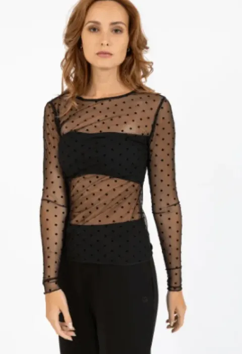CC Heart Eve Mesh Bluse Sort/Dot