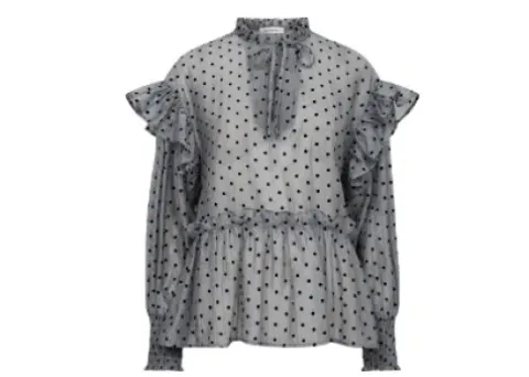 Co Couture Grå Katinka Dot Frill Bluse – SPAR 40%