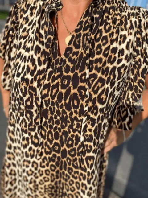 Co Couture Leo Frill Dress Khaki Kjole