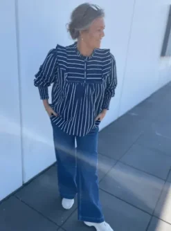 Continue Bluse Joey Chroche Blå Striber