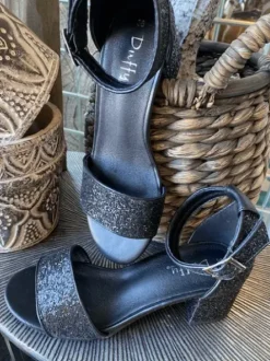 Duffy Sort Glitter Sandal