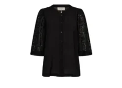 Freequent Aby Bluse Sort Med Blonde Ærme