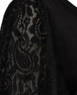 Freequent Aby Bluse Sort Med Blonde Ærme