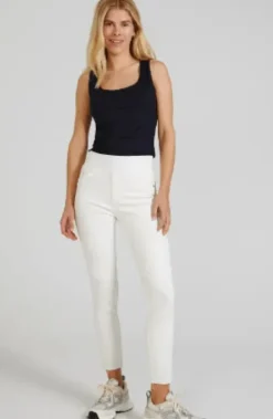 Freequent Shantal Legging Hvid Denim Med Fryns