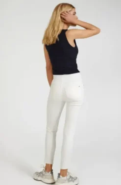 Freequent Shantal Legging Hvid Denim Med Fryns