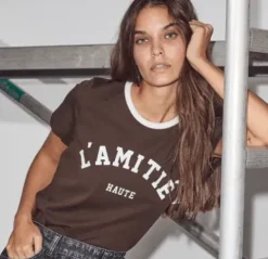 Haute Lamitie Neckline Logo Brun T-shirt