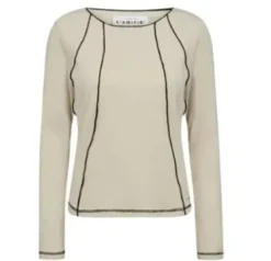 Haute Lamitie Reverse Seam Rib Creme Bluse