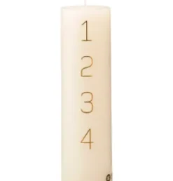 Kunstindustrien Advent Kalenderlys 7×24 Cremefarvet Med Guld Tal