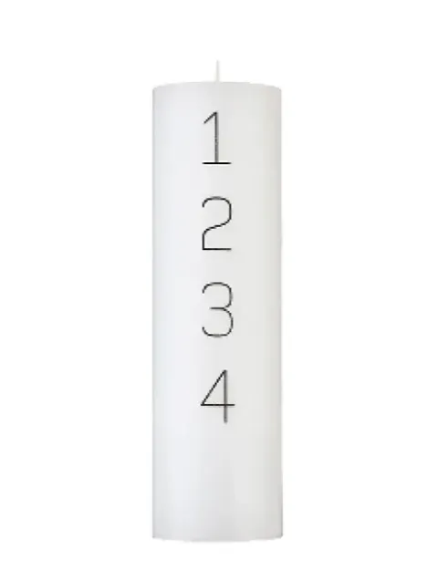 Kunstindustrien Advent Stearinlys 7 X 24 Hvid Med Sorte Tal