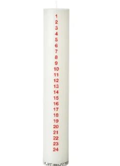 Kunstindustrien Kalenderlys 6X40 Cm Hvid M/Tykke Sorte Tal