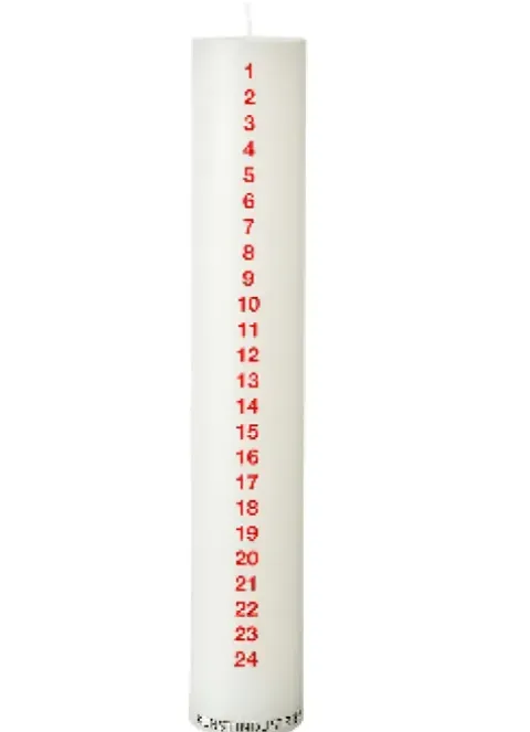 Kunstindustrien Kalenderlys 6X40 Cm Hvid M/Tykke Sorte Tal