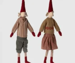 Maileg Pixy Size 4 Girl Brun Strik/Ternet Nederdel 61 Cm