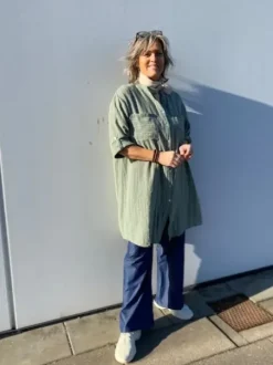 Marta Alexa Lang Skjorte/Tunika Grøn Stribet