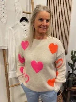 Marta Amarante Strik Beige M/Pink/Orange Hjerter