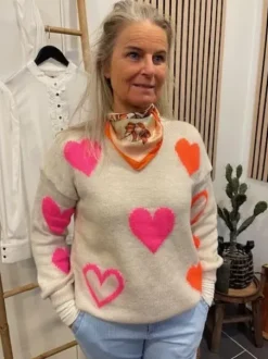 Marta Amarante Strik Beige M/Pink/Orange Hjerter