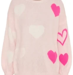 Marta Amarante Strik Rosa Med Pink-Hvide Hjerter