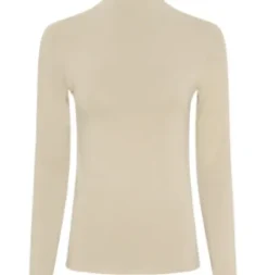 Marta Beige Bluse Med Rullekrave