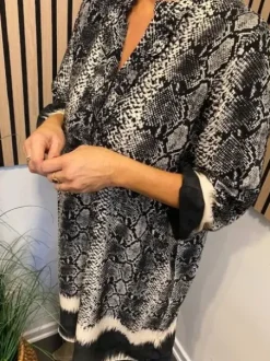 Marta Elodie Sort-Creme Print Kjole