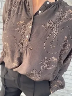 Prepair Theresa Brun Bluse Med Print